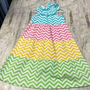 Mudpie rainbow chevron ziggy Boutique Dress 24m-2t